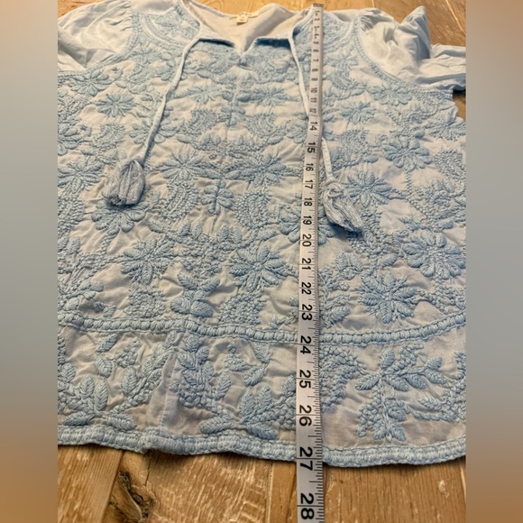 Style & Co Womens Light Blue Embroidered Tunic Top With Tassels Size 1X - Picture 5 of 8